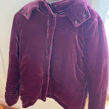 Giacca in velluto bordeaux con cappuccio