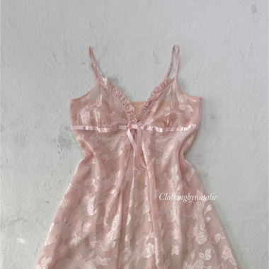 Pink Brocade Chiffon Slip (L)