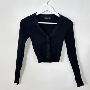 Stradavarius Schwarzer Rippstrick-Cardigan