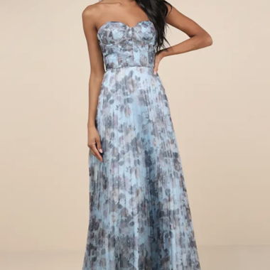 Robe bustier bleue à fleurs 