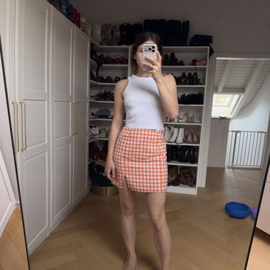 Minigonna a quadri arancione