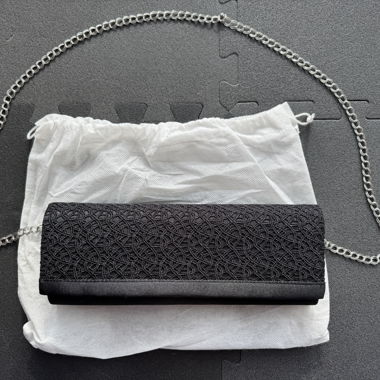 Black evening bag with chain