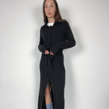 Vintage woollen italian maxi black cardigan 