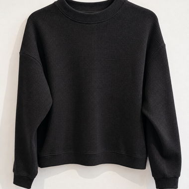 Black Waffle Knit Sweater