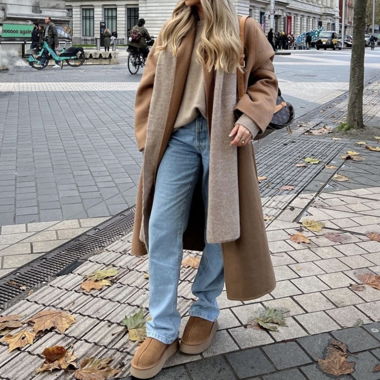 Cappotto Topshop beige con fodera rossa