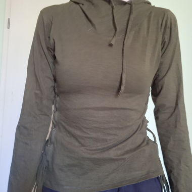 Olive Hooded Long Sleeve Top