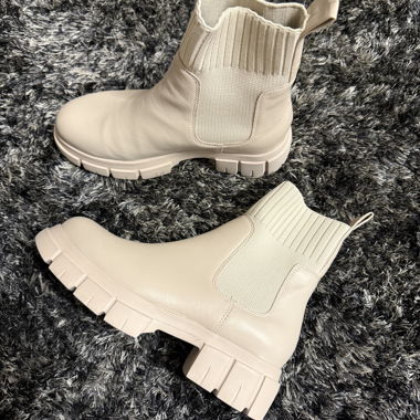 Beige Chunky Chelsea Boots Size 38