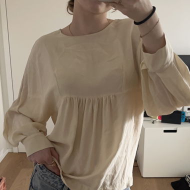 Creme Blouse Langarm 