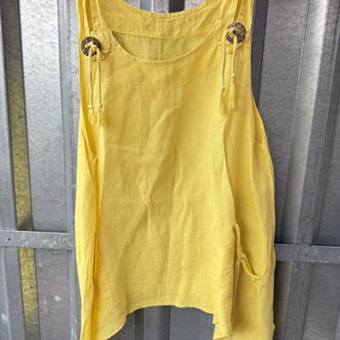 Yellow Linen Asymmetrical Top