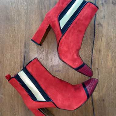 Pura López Stiefeletten – Rot, Echtleder, Gr. 40