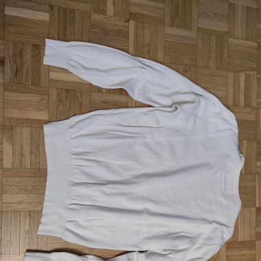 Pull homme blanc et gris, taille L, comme neuf