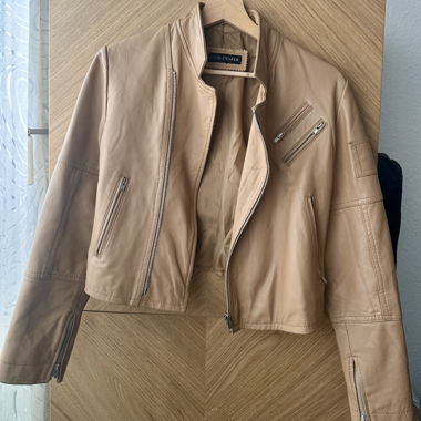 Beige Lederjacke LOOK D’ENFER