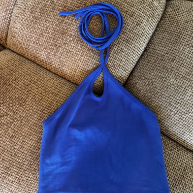 Top Zara blu a collo halter