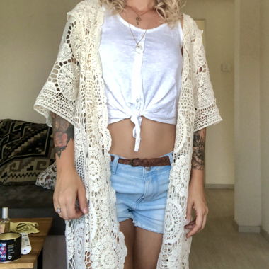 Kimono bohémien in uncinetto