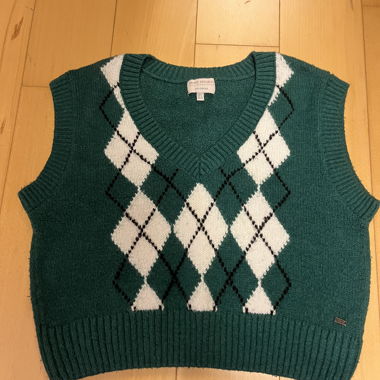 Green Argyle Knit Vest