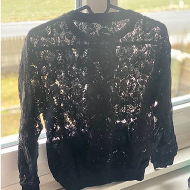 Spitzenbluse, schwarz, Designer