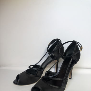 Max Mara black satin heels 