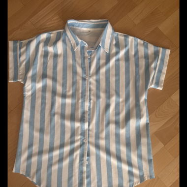 Short-sleeve shirt blue-white striped size M