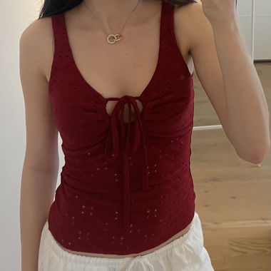 Red summer top with tie strap