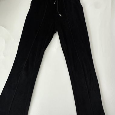 Pantaloni della tuta in velluto neri a zampa