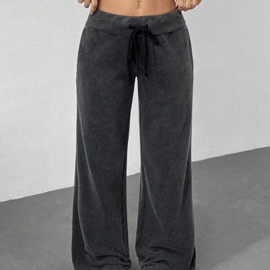 Dunkelgraue Wide-Leg-Hose