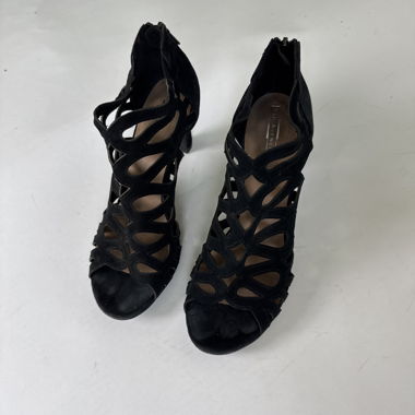 Black cutout heeled sandals