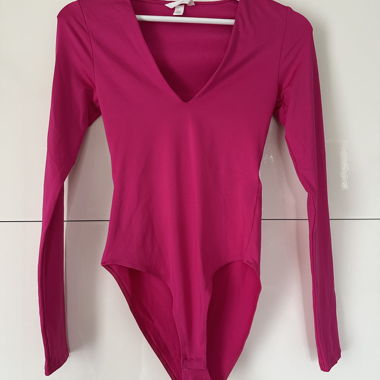 Pink long-sleeve bodysuit H&M
