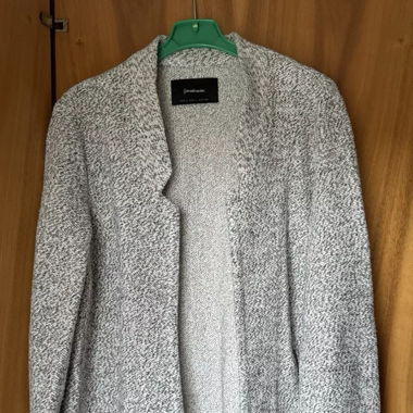 Weiß Schwarz Gemusterter Strick Long Cardigan