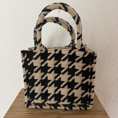 Shopper con motivo a pied-de-poule