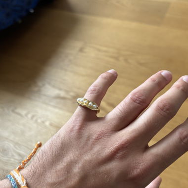 Goldring mit Perlen - 925 Silber vergoldet