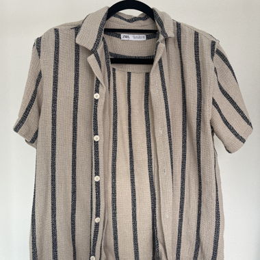 Zara Shirt beige & blue