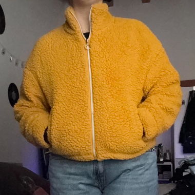 c&a giacca teddy giallo senape soffice