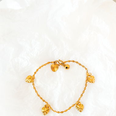 Heart Charm Dangle Bracelet - 18k gold plated