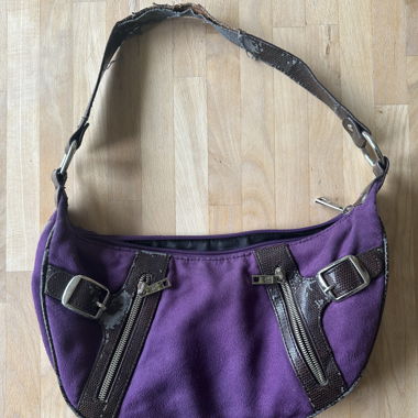 Purple Shoulder Bag with Snake Print