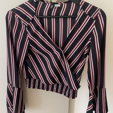 Striped Wrap Blouse