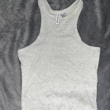 Grey Ribbed Racerback Top