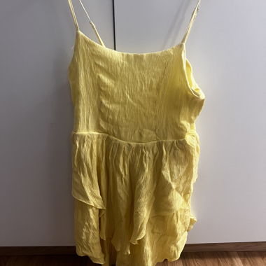 Yellow Pleated One-Piece