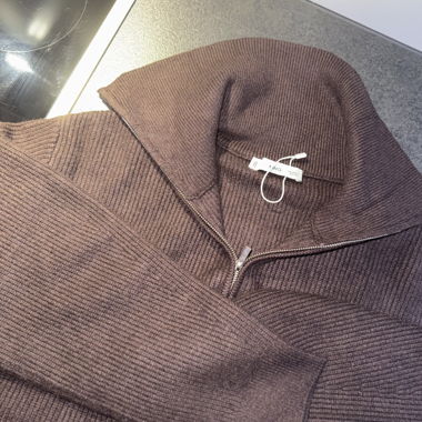 Maglione con zip in maglia marrone XL