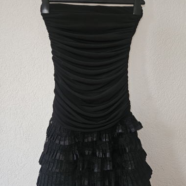 Short Black Bustier Dress with Ruffles
