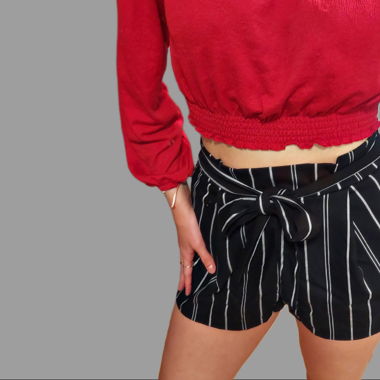 Stoffhose kurz black & white