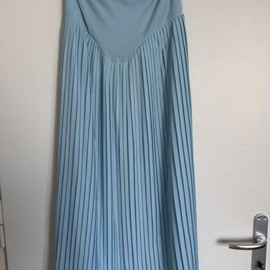 Abito bustier plissettato azzurro pastello