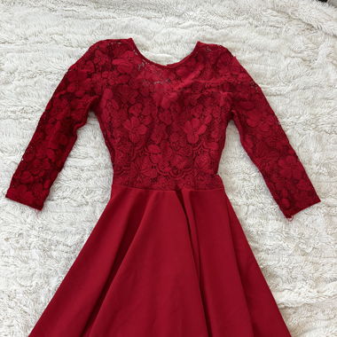 Red lace dress with open back