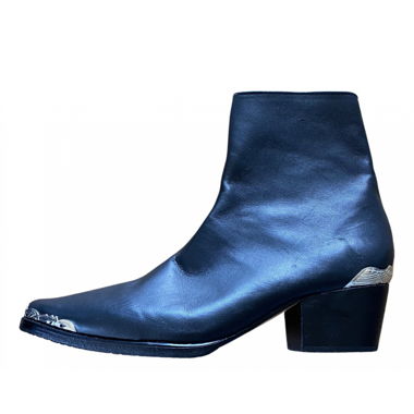 BLACK LEATHER COWBOY BOOTIES