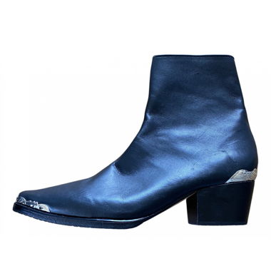 BLACK LEATHER COWBOY BOOTIES