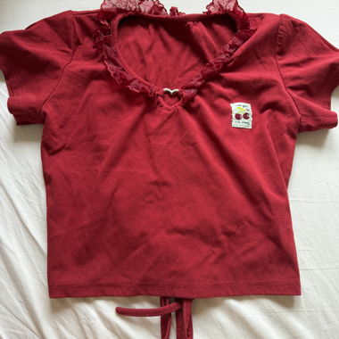 Y2K Rotes Cropped-Tie-Back-Top