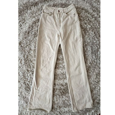 Cream high-waisted wide leg jeans