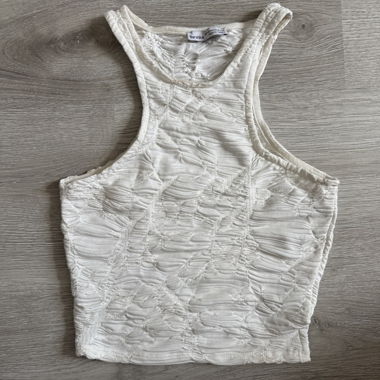 White Textured Top - Bershka