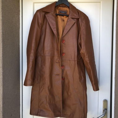 Cognac leather coat