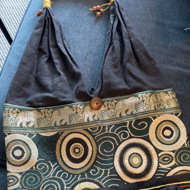 Stofftasche Grün-Schwarz gemustert