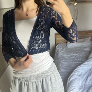 Bolero in Pizzo Blu Navy